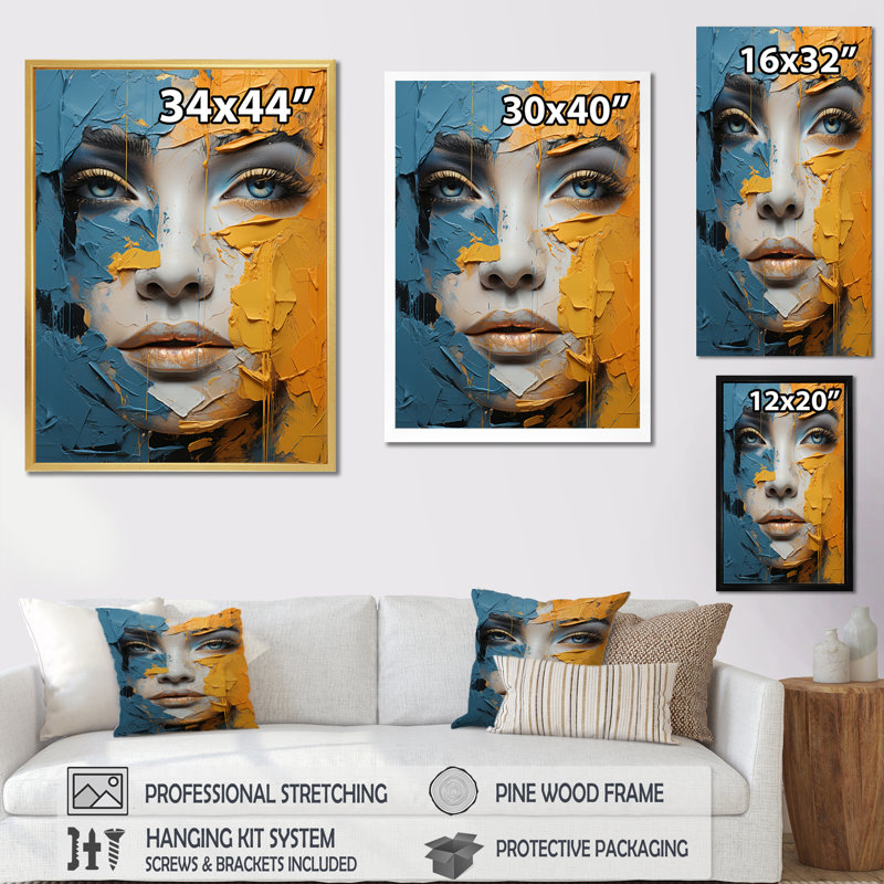 " Collage Explorations III ", 32" H x 16" W x 1" D, Gold Picture Framed