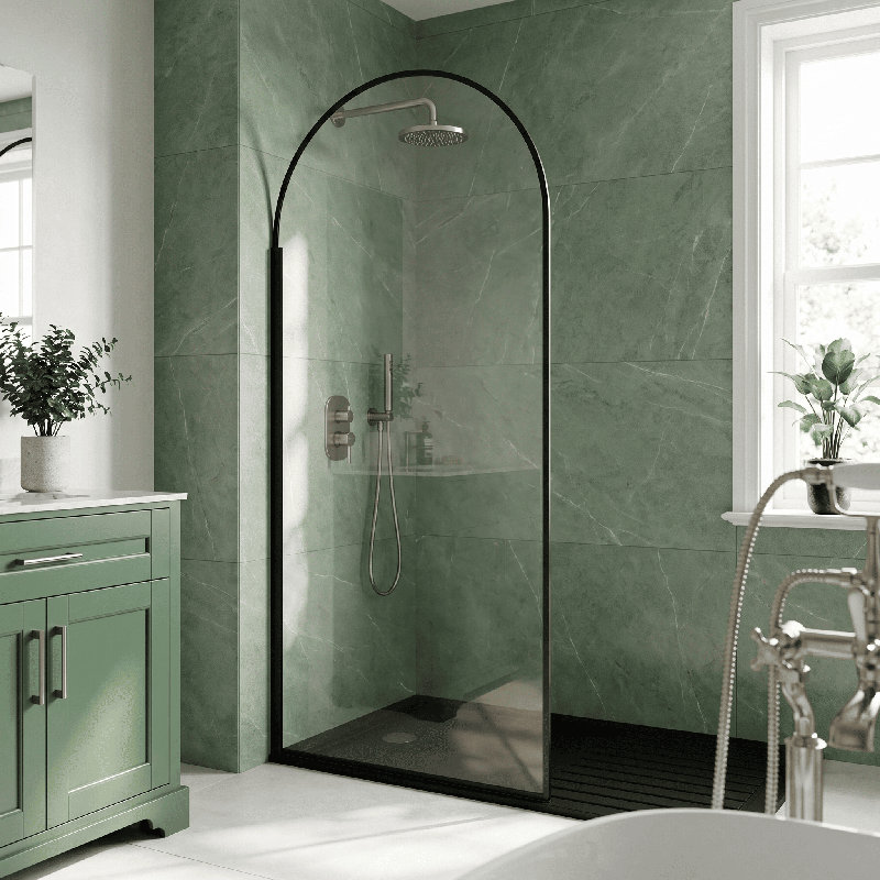 nuie 800mm Matt Black Wetroom Screen