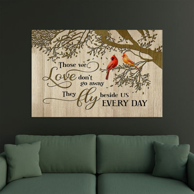 Cardinals - Ceux que nous aimons voler à côté de nous, toile tendue pour tous les jours - pour un décor commémoratif, bois et rouge