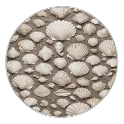 Washable Shell Layer Study Coastal Area Rug