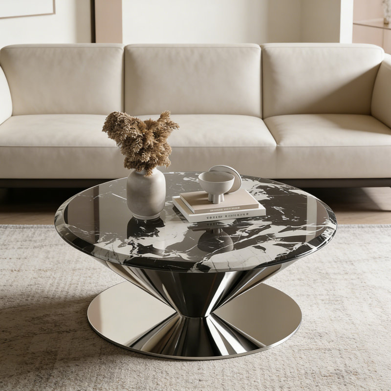 Table basse Modern, Noir, H 15,75 po x L 31,49 po x l 31,49 po