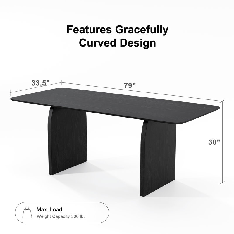 Rectangle Wood Dining Table, 30"H x 79"L x 33.5"W, Black