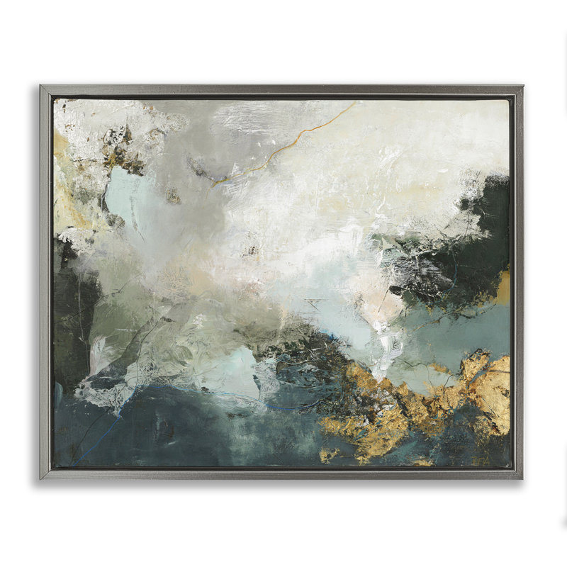  «Stormy Dark Abstraction», art mural encadré flottant par Design Fabrikken, Cadre flottant gris lustré, H 17 po x l 21 po