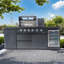 Îlot de cuisine 4 bar à 4 brûleurs de 72 000 BTU de luxe avec cuisinière à gaz au barbecue en acier inoxydable pour îlot de cuisine + réfrigérateur à vin compact + ensemble de rôtisserie + comptoirs en granite + évier en acier inoxydable
