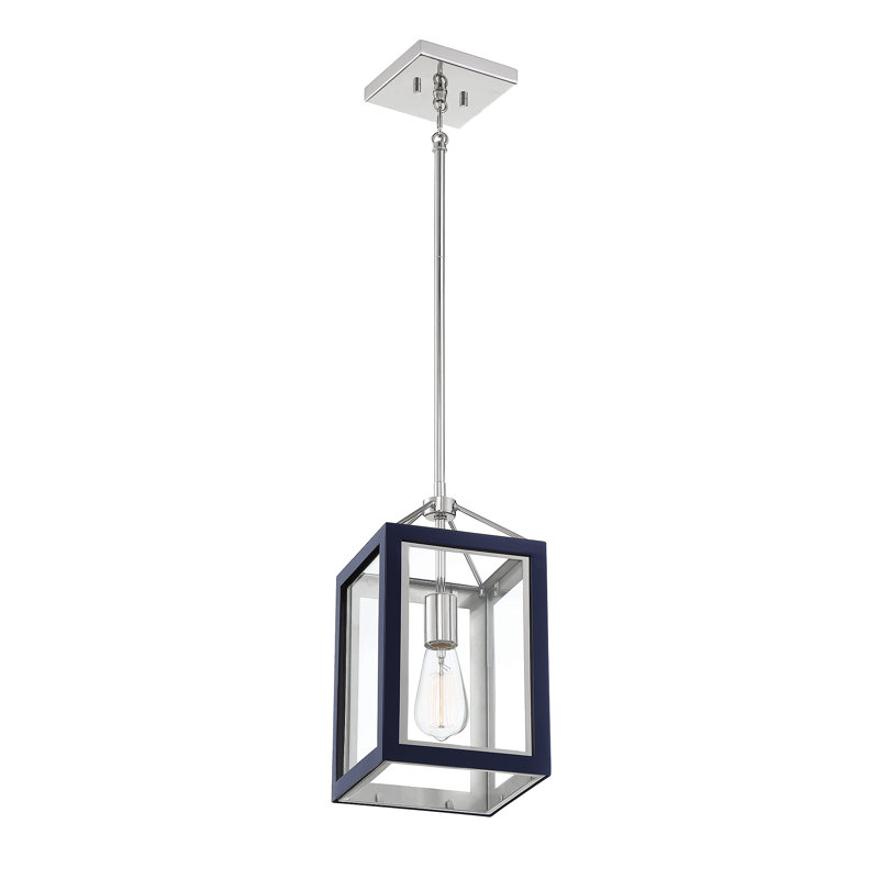 Luminaire suspendu rectangulaire 1 lumière Kentin, Bleu marine