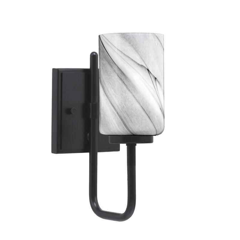 Applique murale 1 lumière Amarmula, finition noir mat, verre tourbillon onyx 4 po, Noir