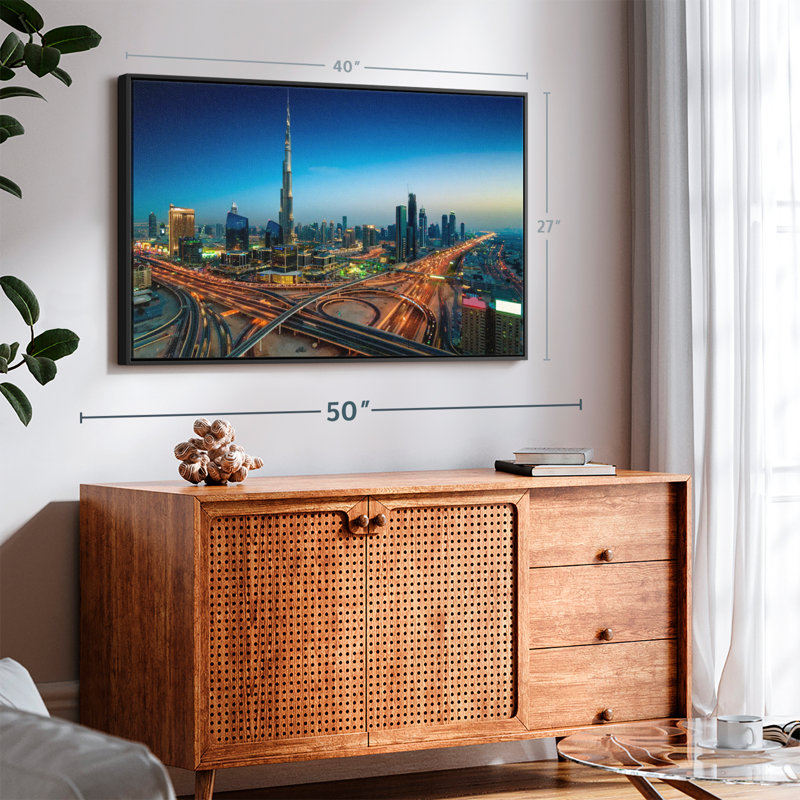 Dubai Highway At Night Canvas Print, 27" H x 40" W