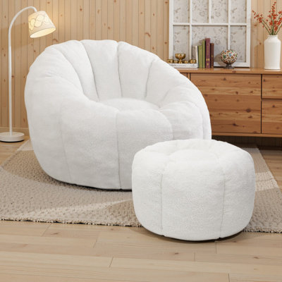 Bean Bag Chair Bean Bag Chairs With Ottoman For Adults Comfy Beanbag Giant Bean Bag Chair With Spacious Design Bean Bag Couch With Armrest Large Bean by Trule