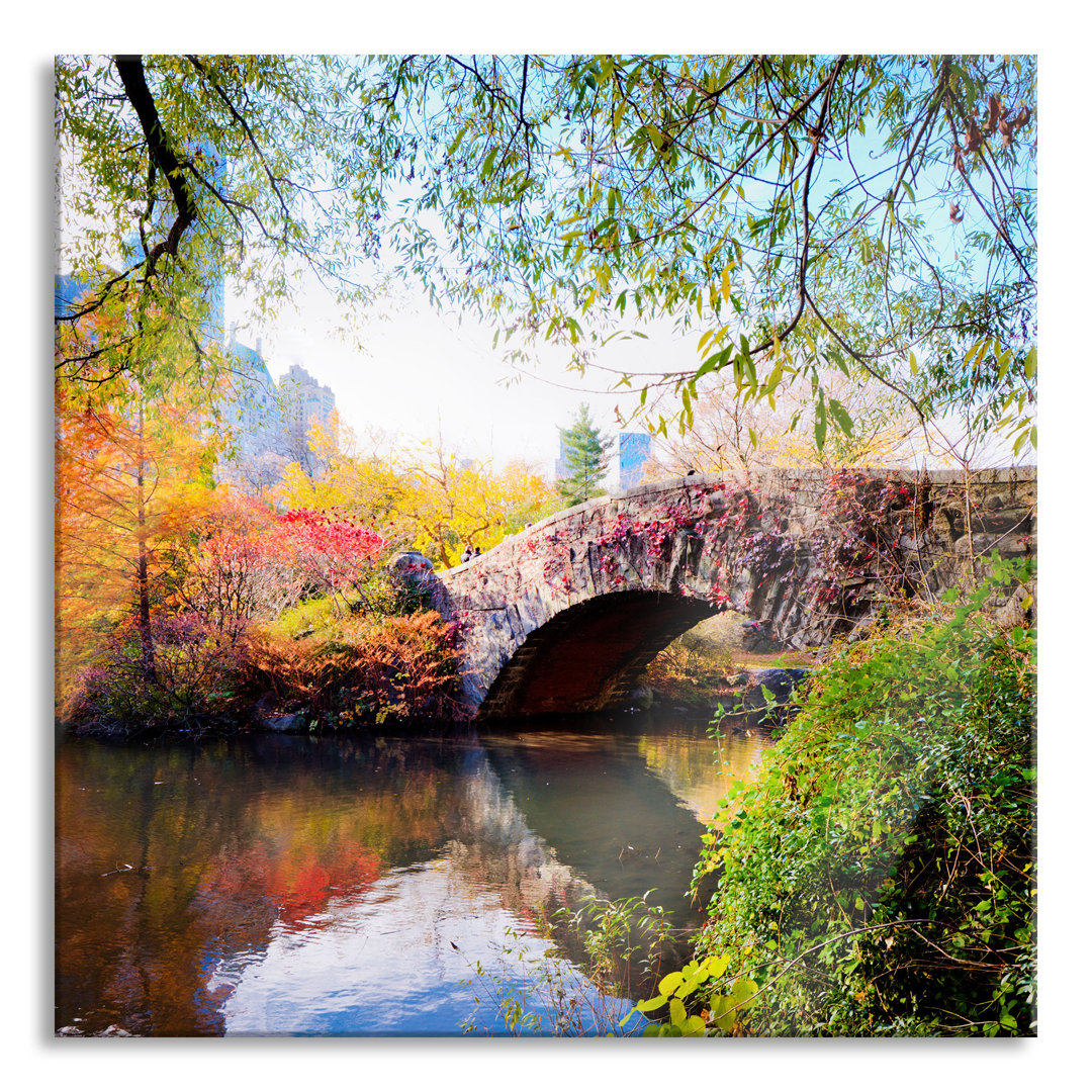 Glasbild Brücke im Central Park