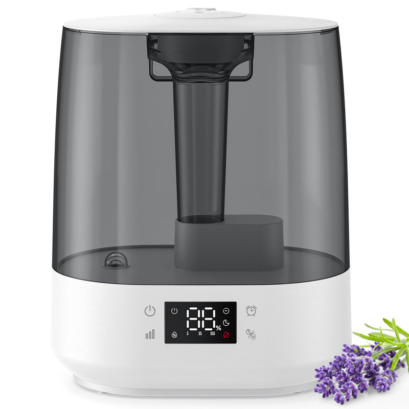Humidificateur à vapeur froide pour chambre à coucher avec grand réservoir de remplissage supérieur, fonctionnement silencieux et brume à 360 degrés