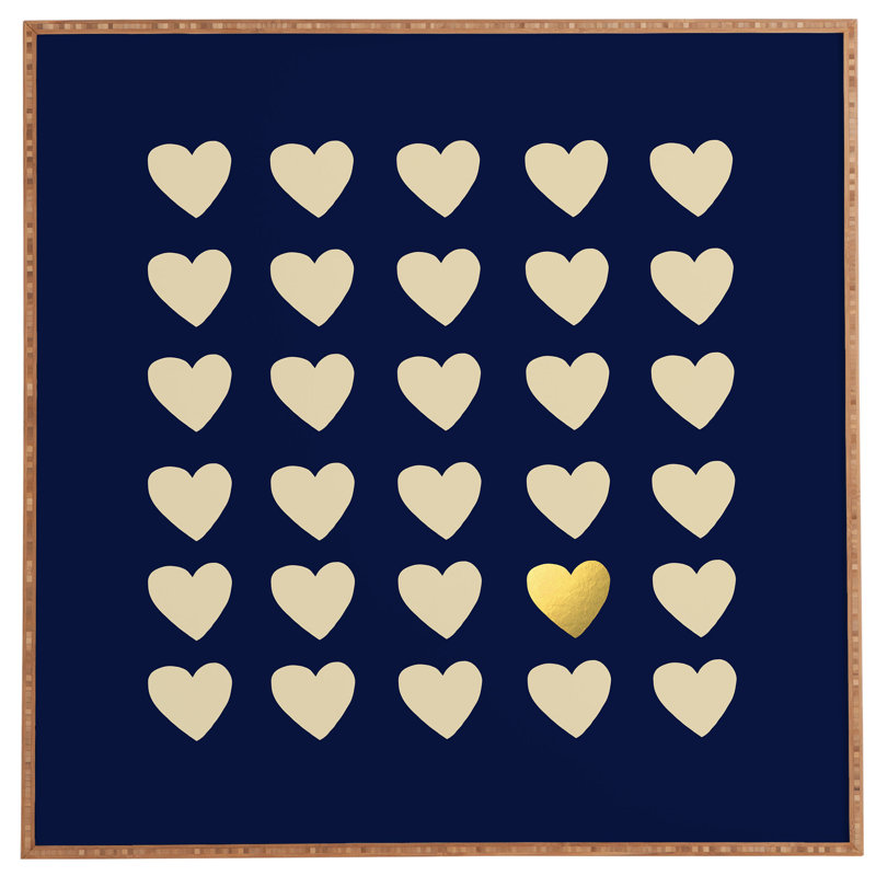 Coeur doré-cadre photo, impression sur bois, H 30 po x l 30 po x P 1 po