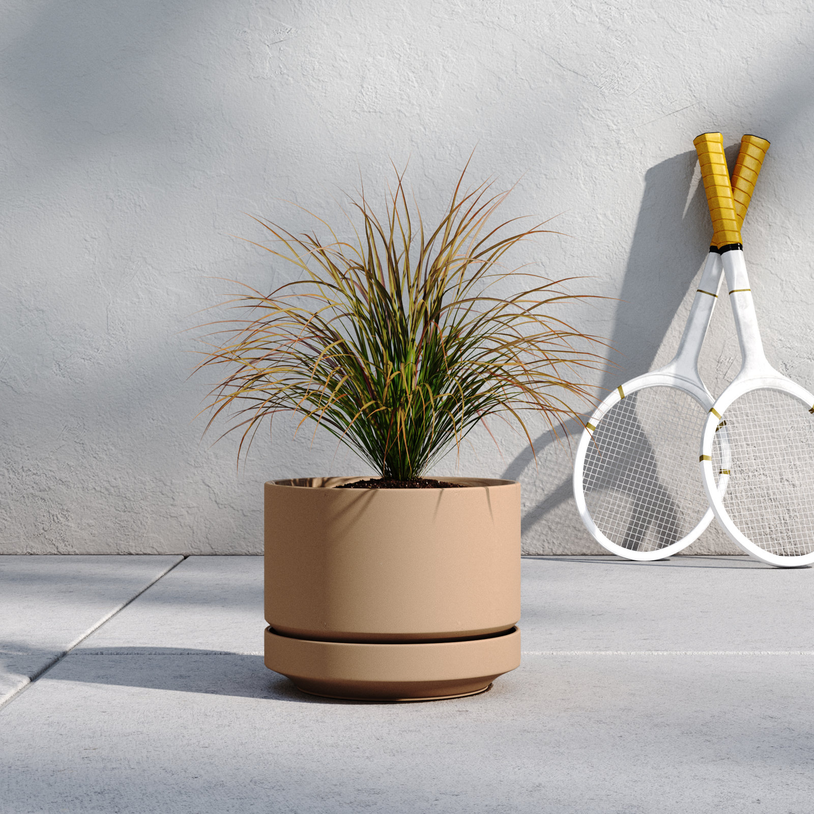 Byer 10" Ceramic Pot Planter, Oatmeal, 9.25" H x 10.25" W x 10.25" D