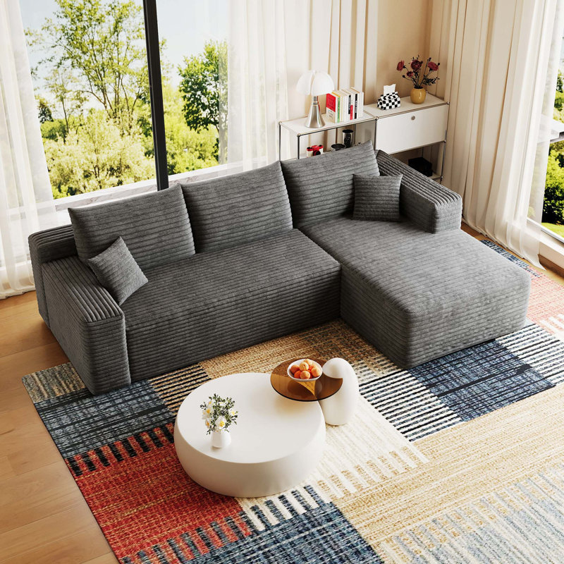 Canapé modulaire Cloud avec tissu velours côtelé Cloud, Dark Grey Corduroy, Right Hand Facing
