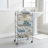 Kitchen Storage Cart with 4 Removable Baskets – Grey Frame & Beech Top, Utility Trolley on Wheels, Aadhav