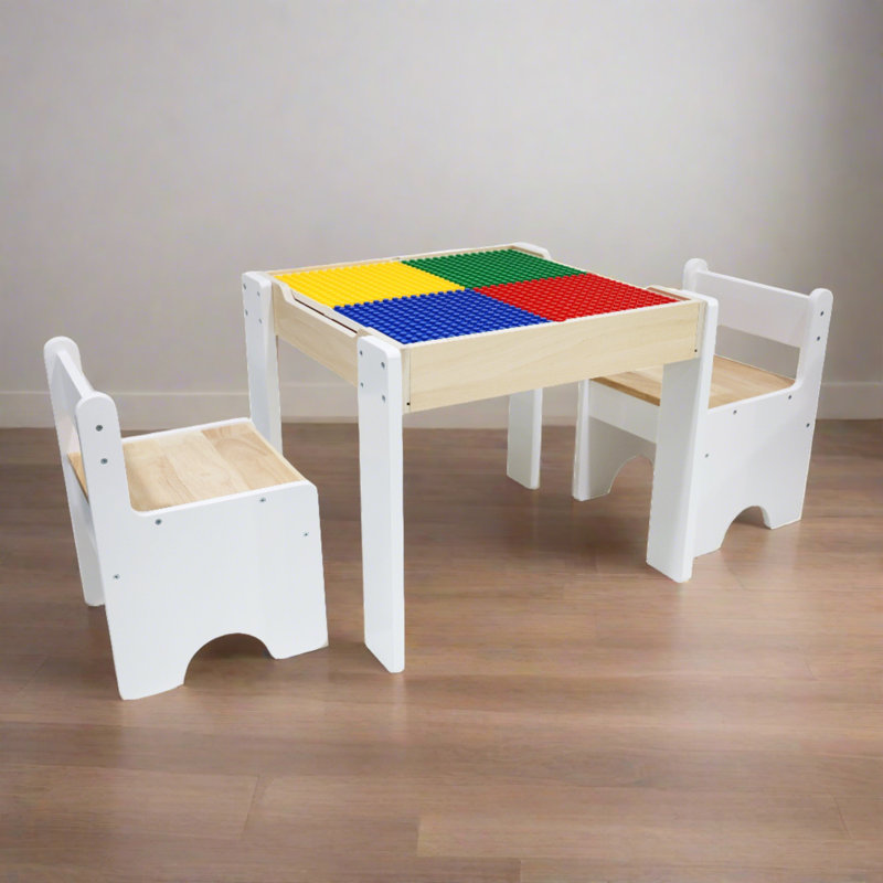 White and Natural Wooden Kids Activity Table with Reversible Top