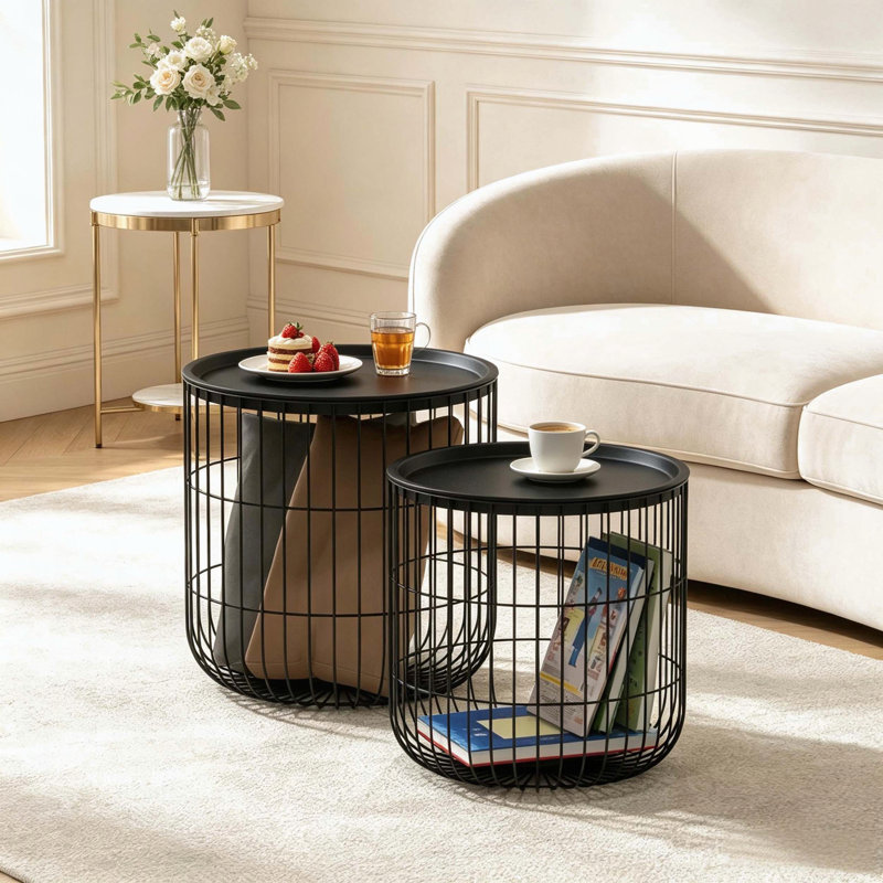 Modern Wire Frame Accent Tables Set