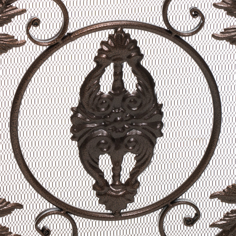 Iron Fireplace Screen, Noir / argenté