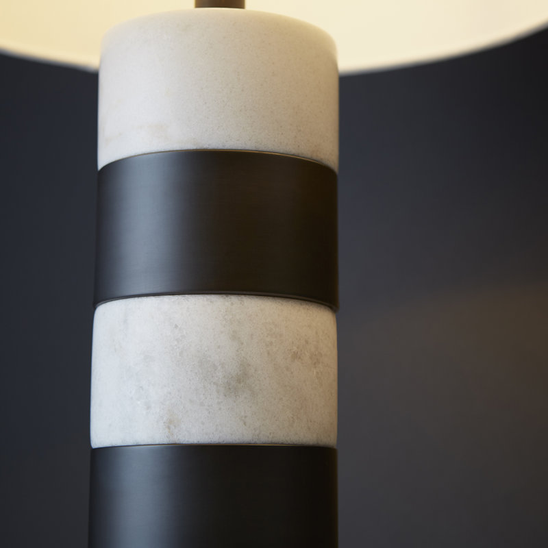 Marceau Gunmetal Table Lamp with Off-White Linen Shade