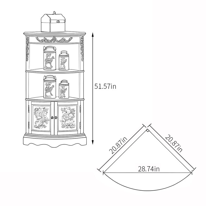 Élégante armoire d'angle multifonctionnelle rétro
