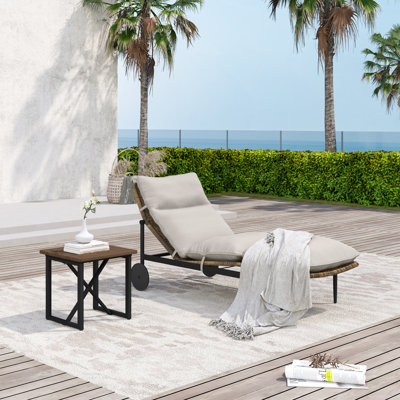Méridiennes de patio en aluminium 2 pièces avec table rectangulaire et coussins gris clair Purecane
