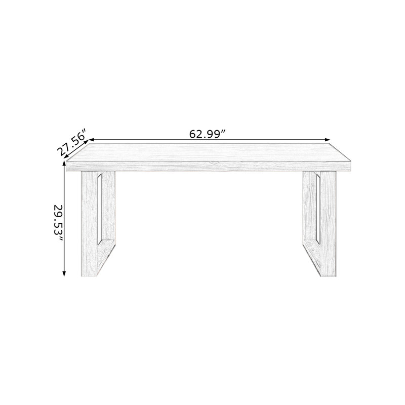 70.87"Light walnut Rectangular Solid Wood desk, H 29,53 po x l 62,99 po x P 27,56 po