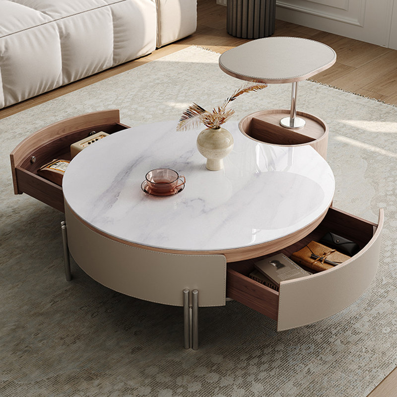 Coffee Table with Saddle Leather Surface