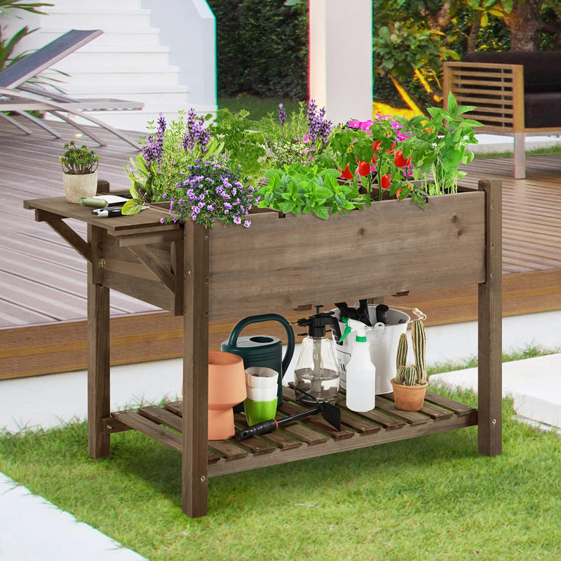 Addisynn Wood Raised Flower Bed with Trellis