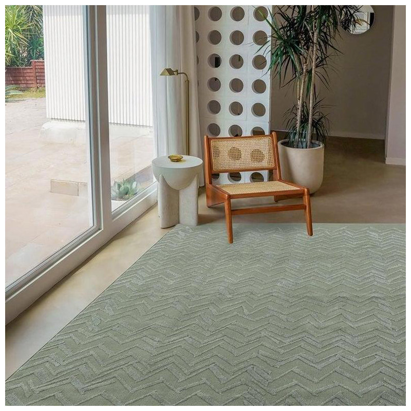 Zig Washable Rug, 9'10" x 12'9", Green