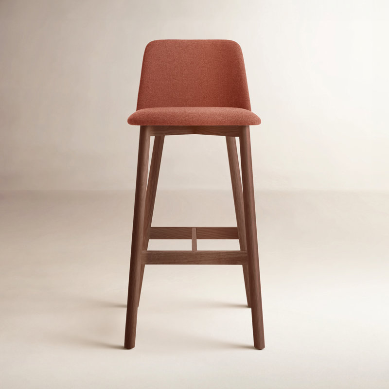 Chip Stool, Bar Stool (31" Seat Height), Toohey Tomato Plainweave, Walnut