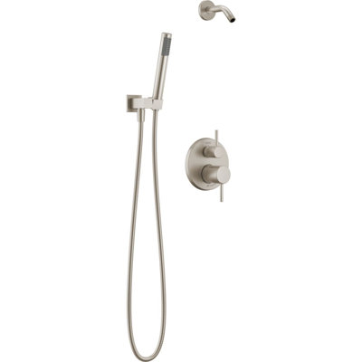 Delta Modern Round Shower System Faucet Set, Brushed Nickel Shower Head and Handle Set, Valve Trim Kit, Spotshield Stainless (Valve and Head Not Included)