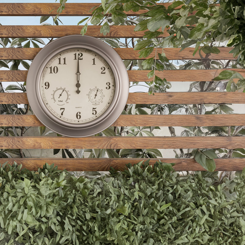 Combinaison de thermomètres pour l'intérieur et l'extérieur - Horloge murale 18 po, Argent