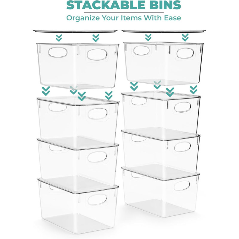 Sorbus Large Clear Kitchen, Pantry, and Fridge Storage Bins with Lids 2 Pack, Clear