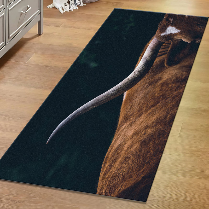Scenic Mountain Landscape Printed Rug in Vibrant Colors Made from Durable Thin Non-Woven Material Perfect for Adding A Touch of Nature to Any Room in Your Home
