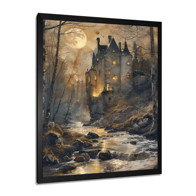 Yellow Beige Moonlit Magic Warewolf Chateau II - Chateaus Wall Art