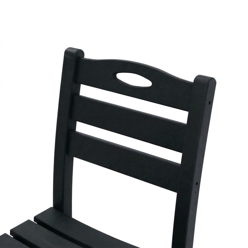 Set Of 2 HDPE Armless Outdoor Dining Chairs, Black