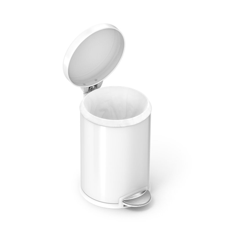 Simplehuman 4.5L Round Bathroom Pedal Bin, White