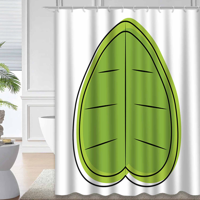 Bright Tropical Leaf Nature Tree Floral Shower Curtain with 12 Hooks, 72" L x 72" W
