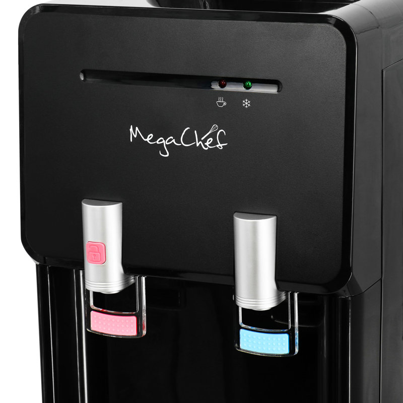 MegaChef Black Metal Top Load Hot and Cold Water Dispenser