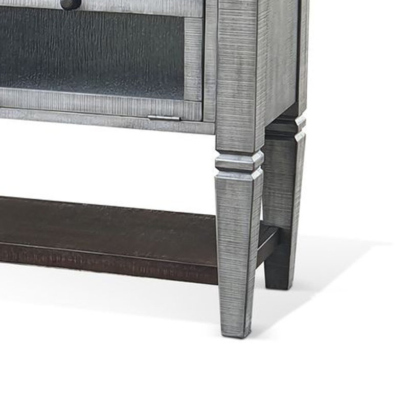 Buffet Camie, tiroirs rabattables, cascade brun gris acajou