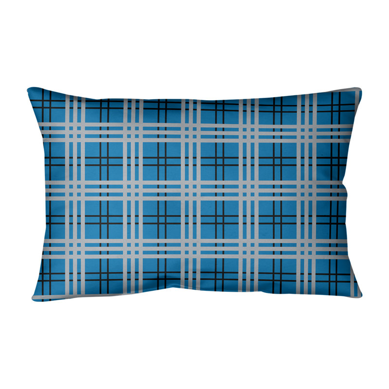 Housse de coussin Detroit Luxury, Bleu Honolulu / noir / argent, Mélange de coton