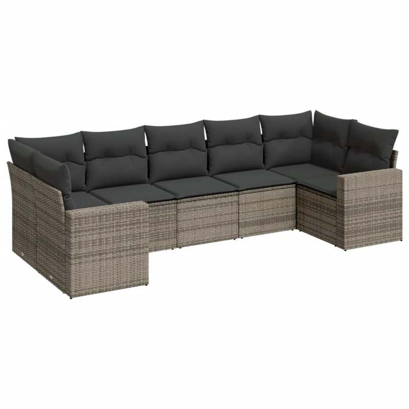 Ensemble de canapé de jardin Vidaxl PE rotin gris, acier thermolaqué