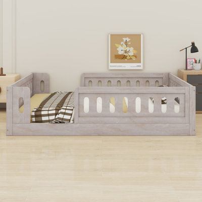 Wood Platform Bed With Guardrail