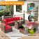 Caradog Wicker 6 - Person Patio Conversation Sets with Cushions Coffee Table and Fire Pit