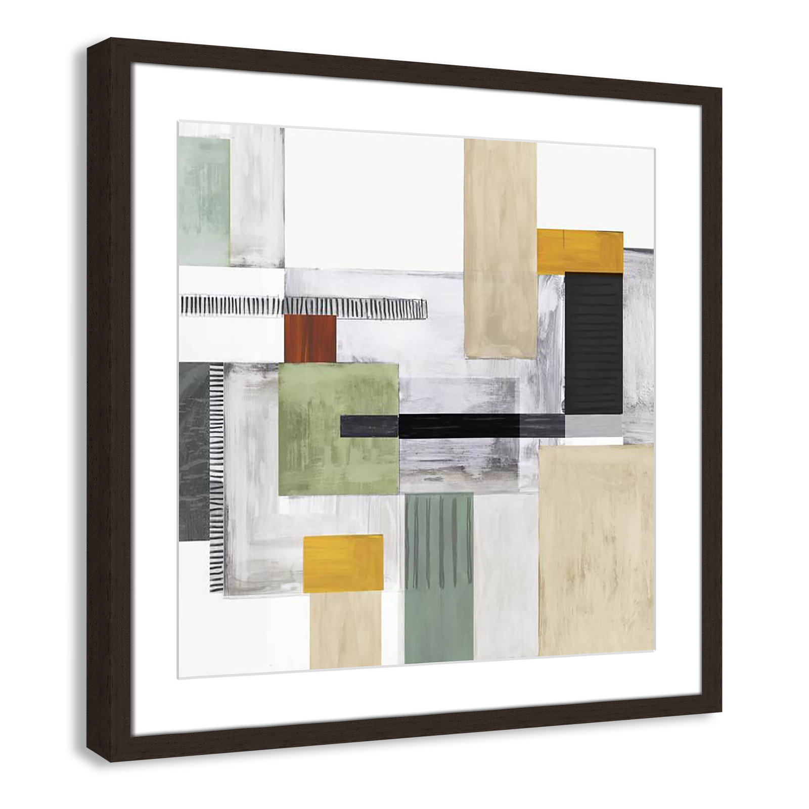Playful Blocks Print, 23.5" H x 23.5" W x 0.75" D, Walnut Box Framed