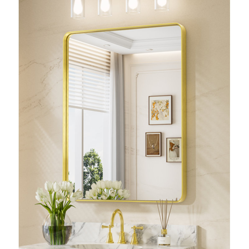 Miroir d'appoint Tyro, Doré, 36 po x 32 po, Rectangulaire