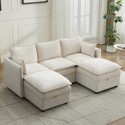 80.3" U-Shaped Modular Sectional Sofa with Storage