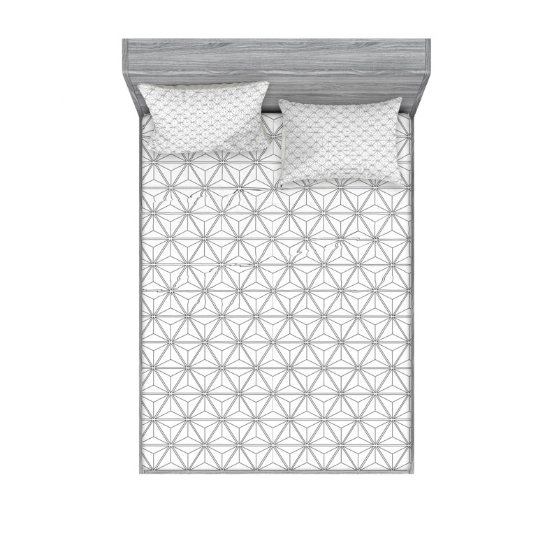Microfiber Geometric Sheet Set, Full/Double Sheet Set with Fitted Sheet