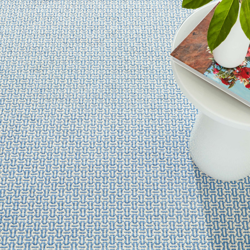 Miss Muffet Handwoven Cotton Rug, Rectangle 3' x 5', French Blue