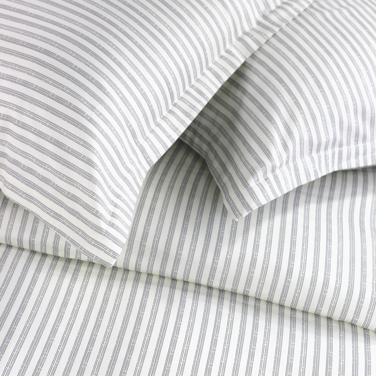Cobbett Cotton Duvet Cover Set, Twin Duvet Cover + 1 Sham, Gray