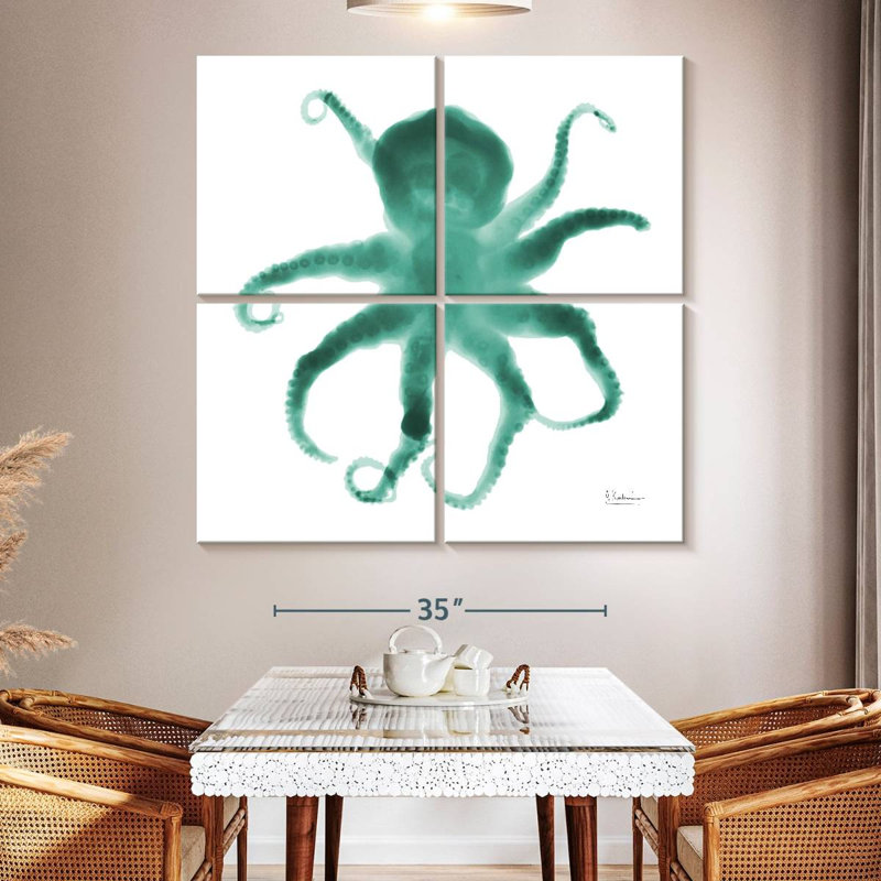 Brampt Teal Octopus, 50" H x 50" W